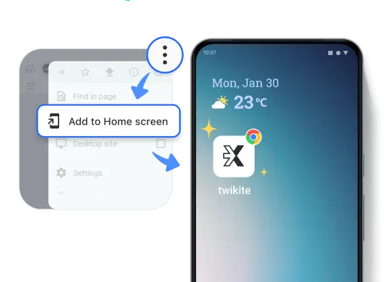 Keep Twikite one tap away